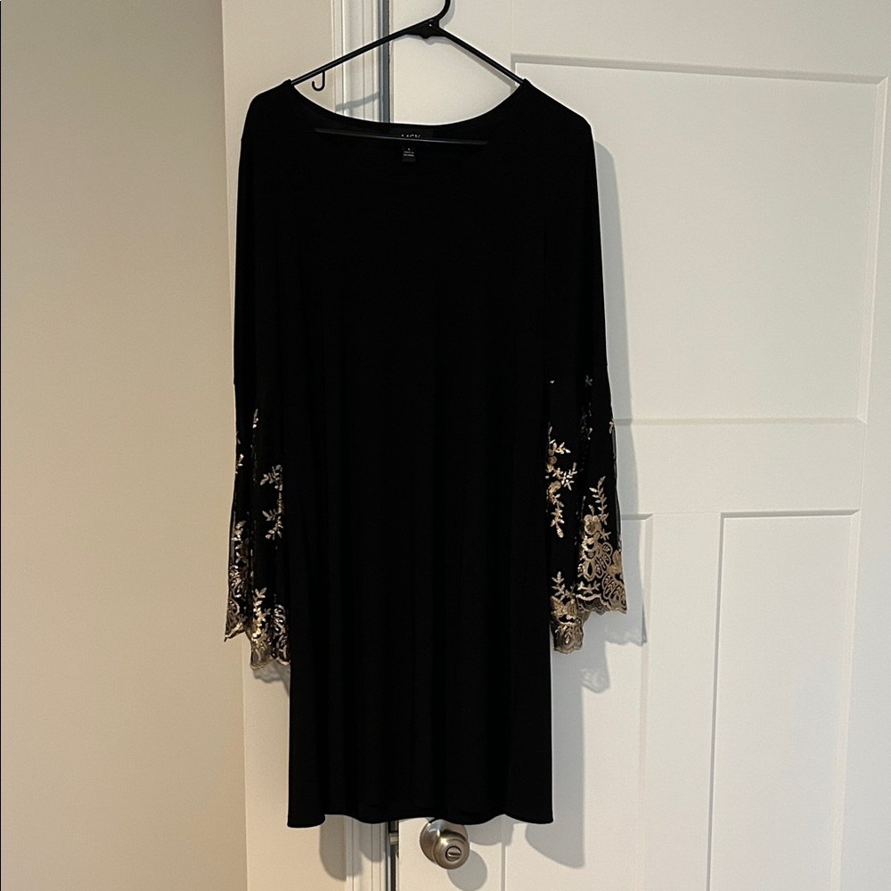 MSK Black Dress with Gold Detailing